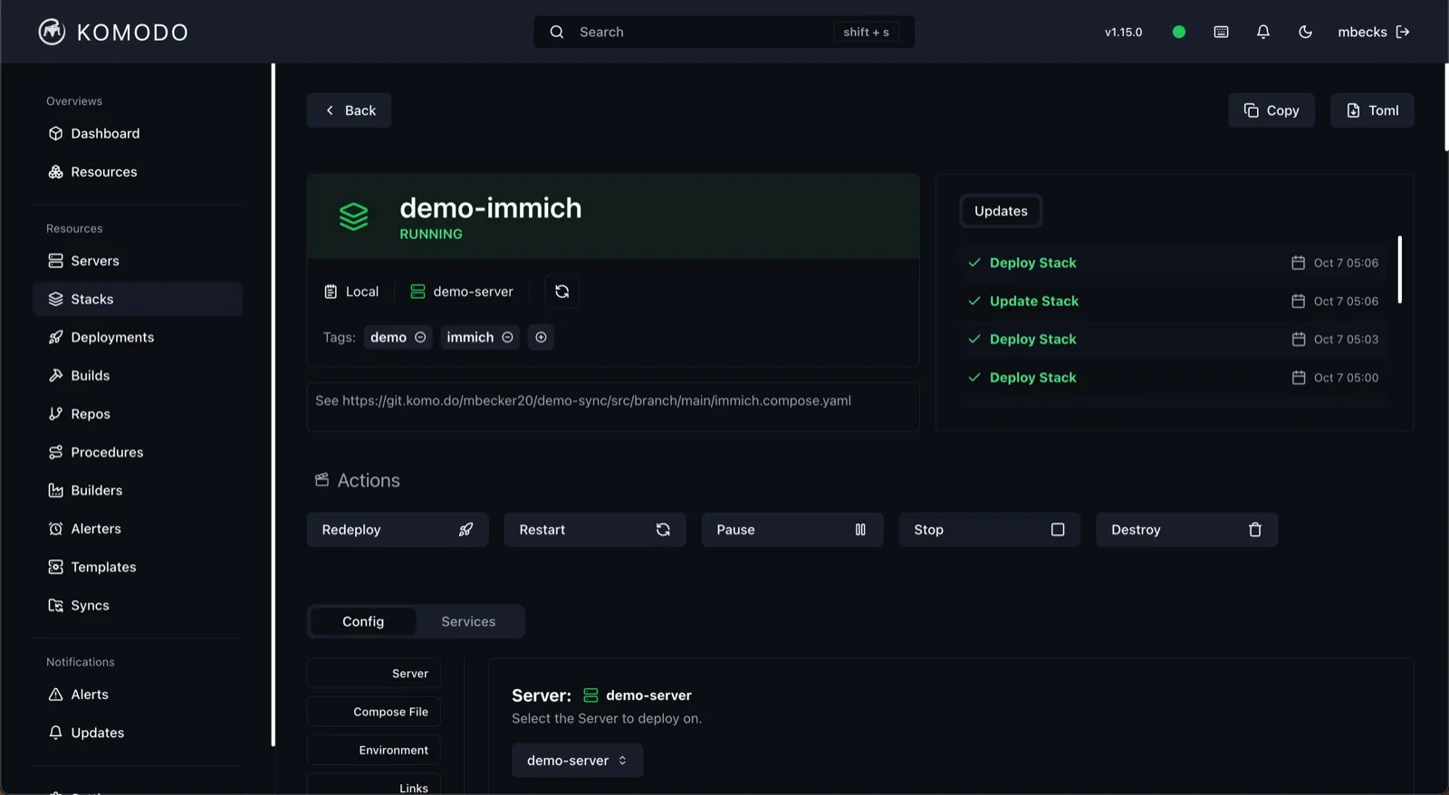 Adding maintenance windows to Komodo