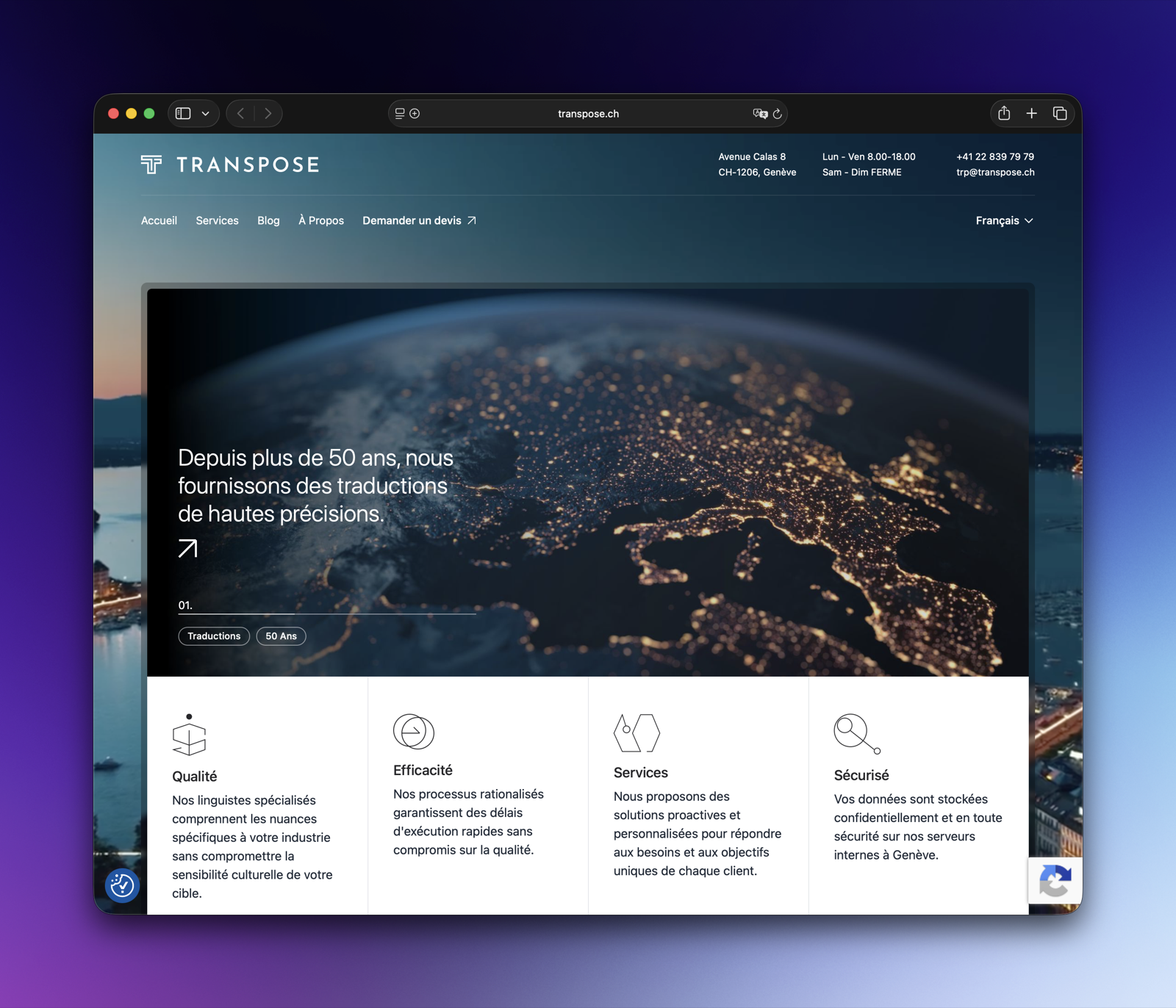 Multilingual website and smart online quoting for Transpose
